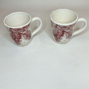 Reba Harmony For The Home Coffee Cups Mugs Set 2 Christmas White Red Gold